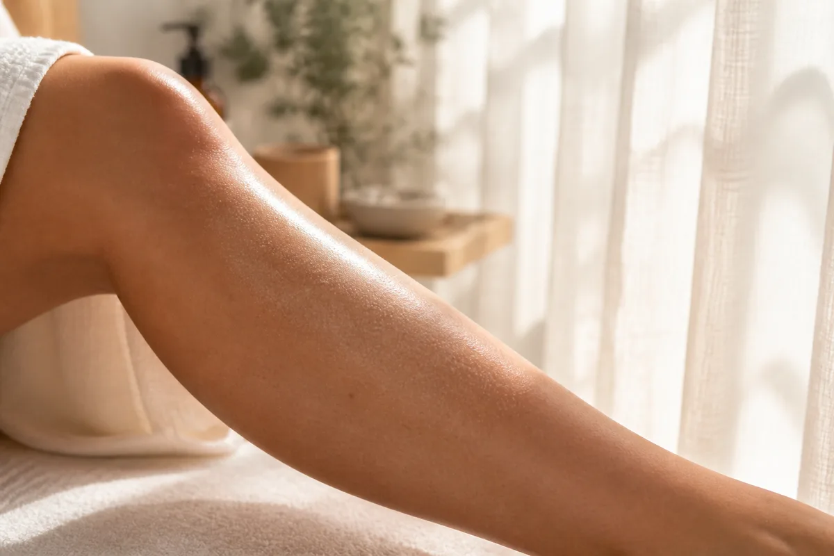 Vue d’une jambe au repos, l’une des zones abordées dans le guide.
